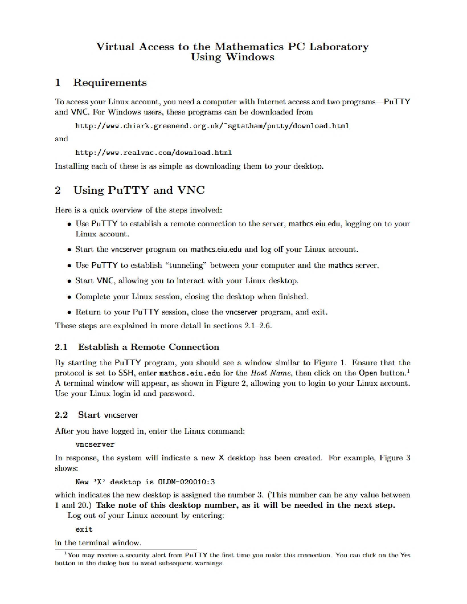 Remote Math Access Instructions