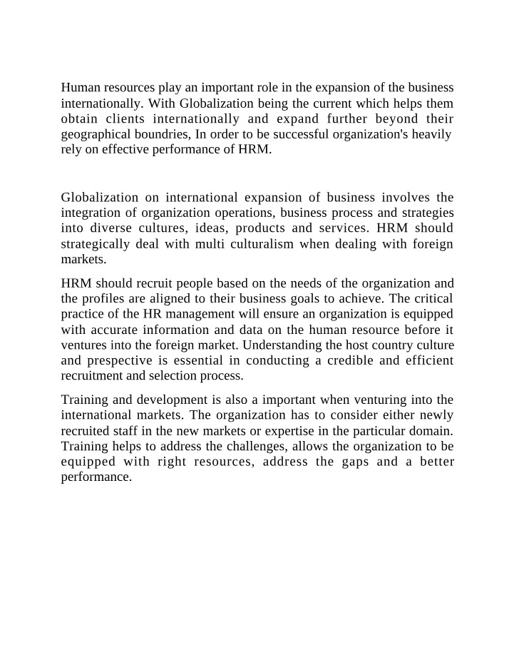 Week 6 Lecture Notes - HRM and Globalization