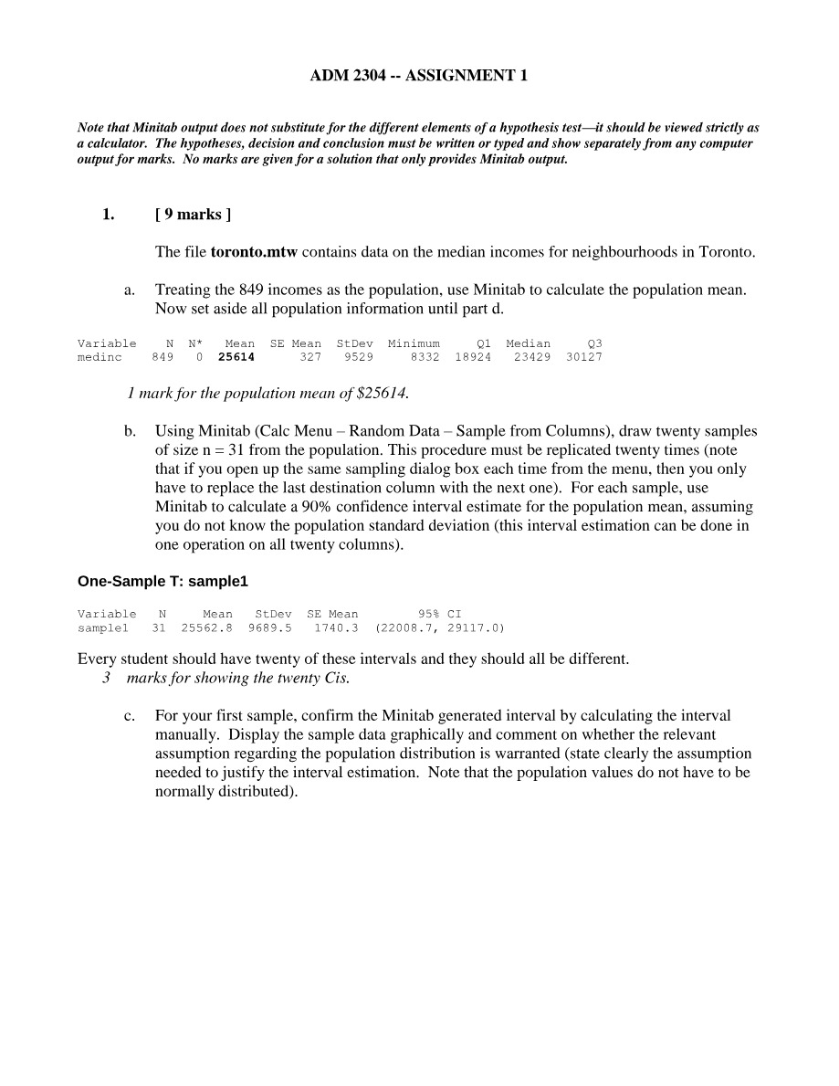 ADM 2304 Assignment 1 Document