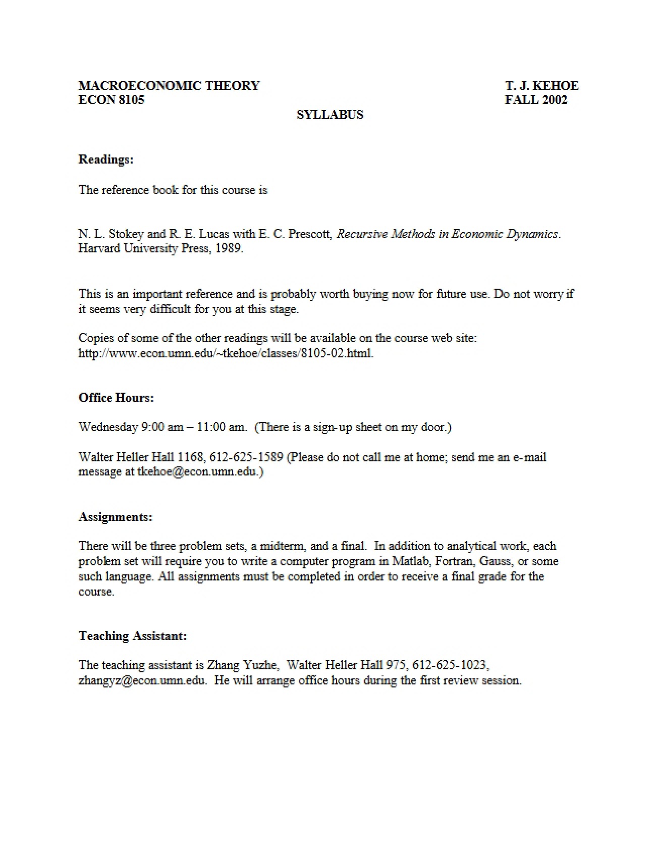 ECON 8105 Course Outline