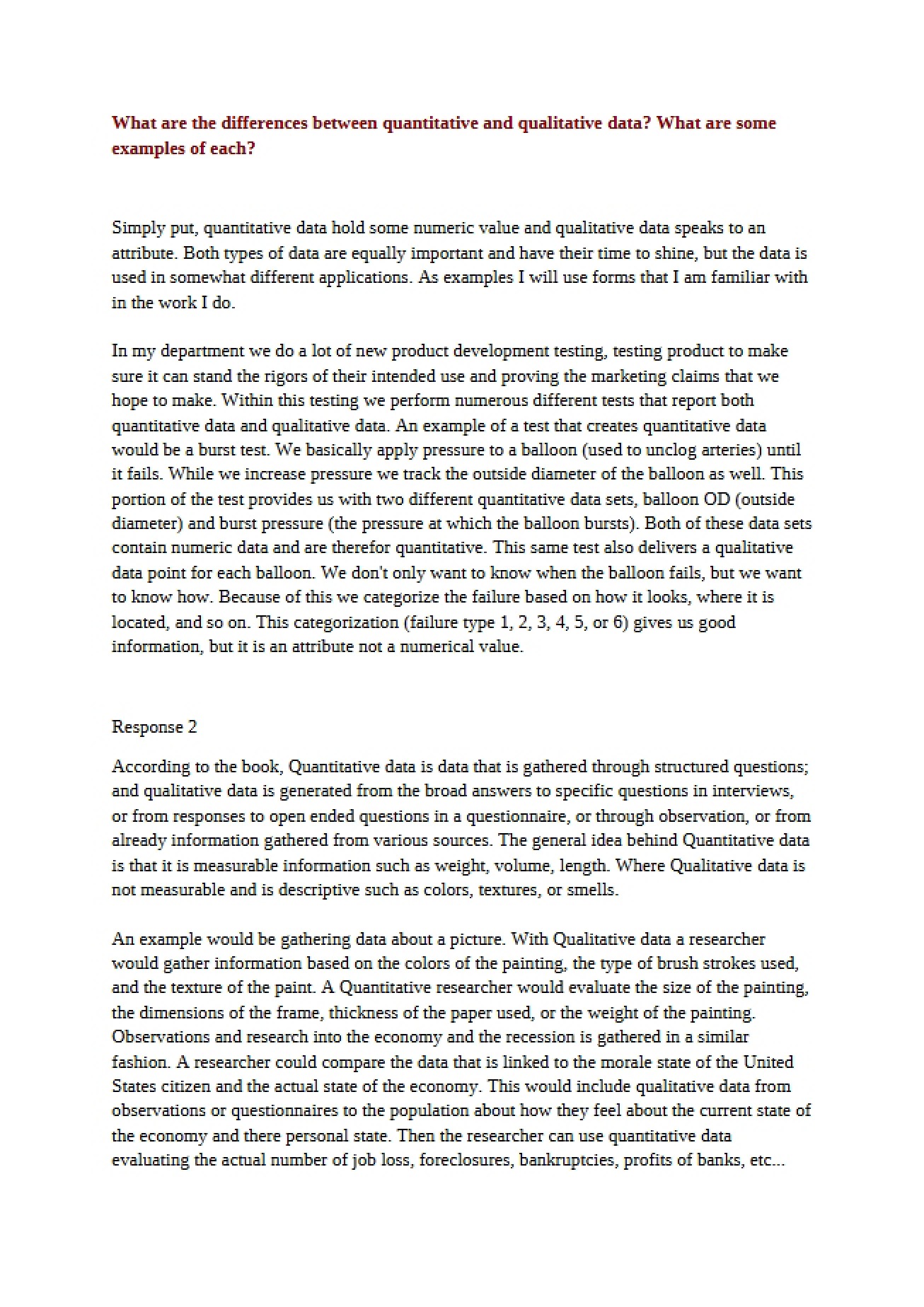Differences Qualitative vs Quantitative Data