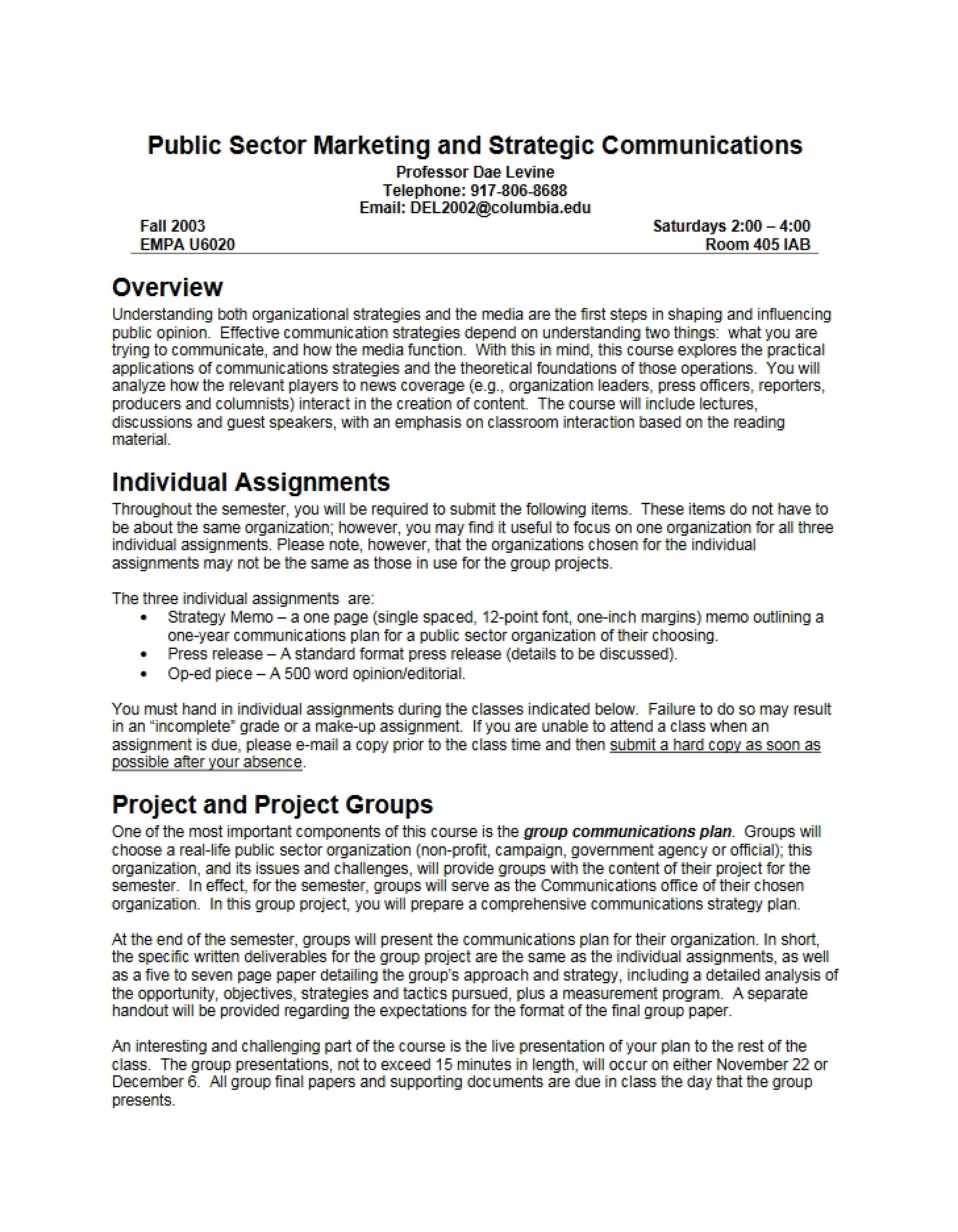 Strategic Communications and Public Sector Marketing