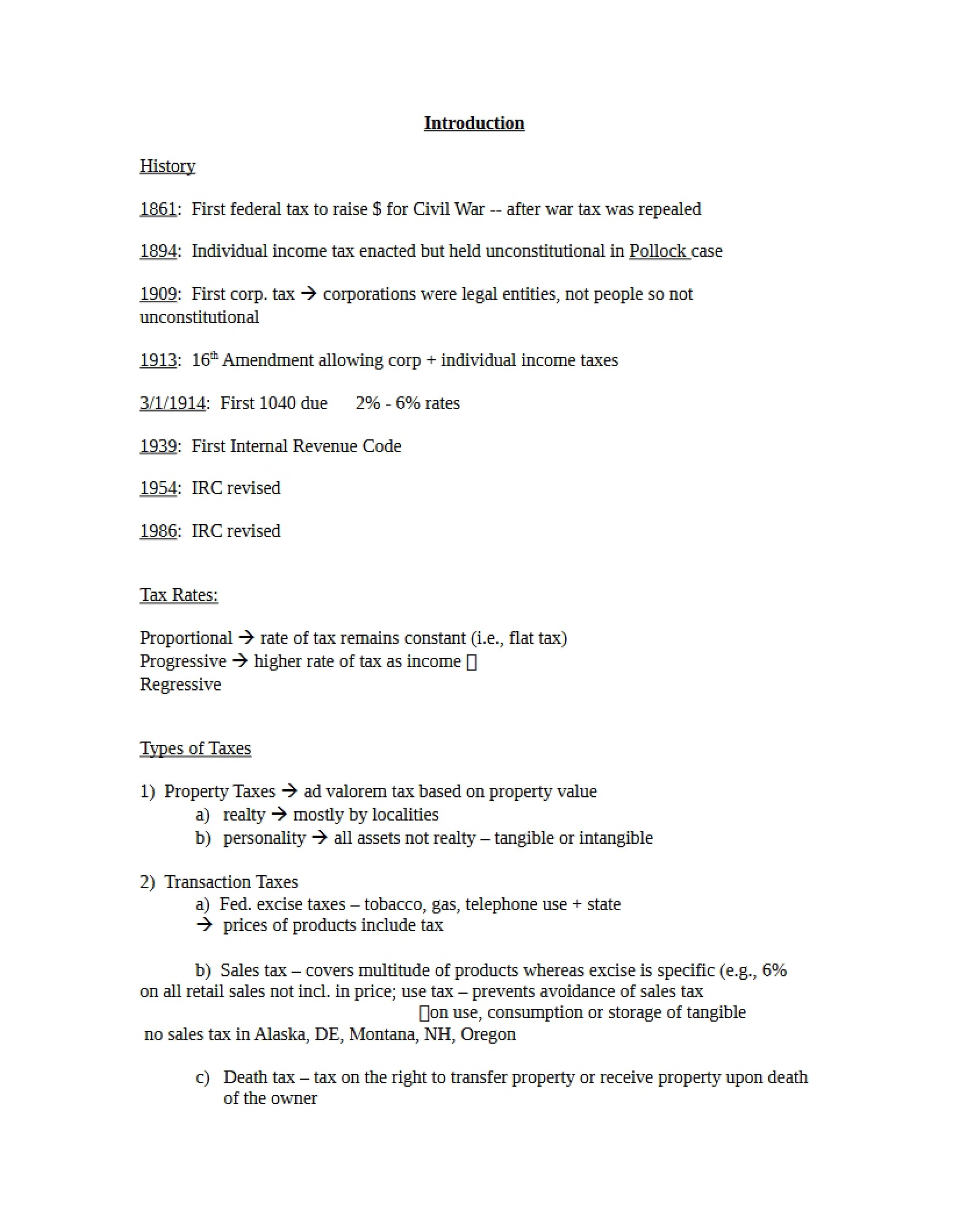 Introduction to Individual Taxes