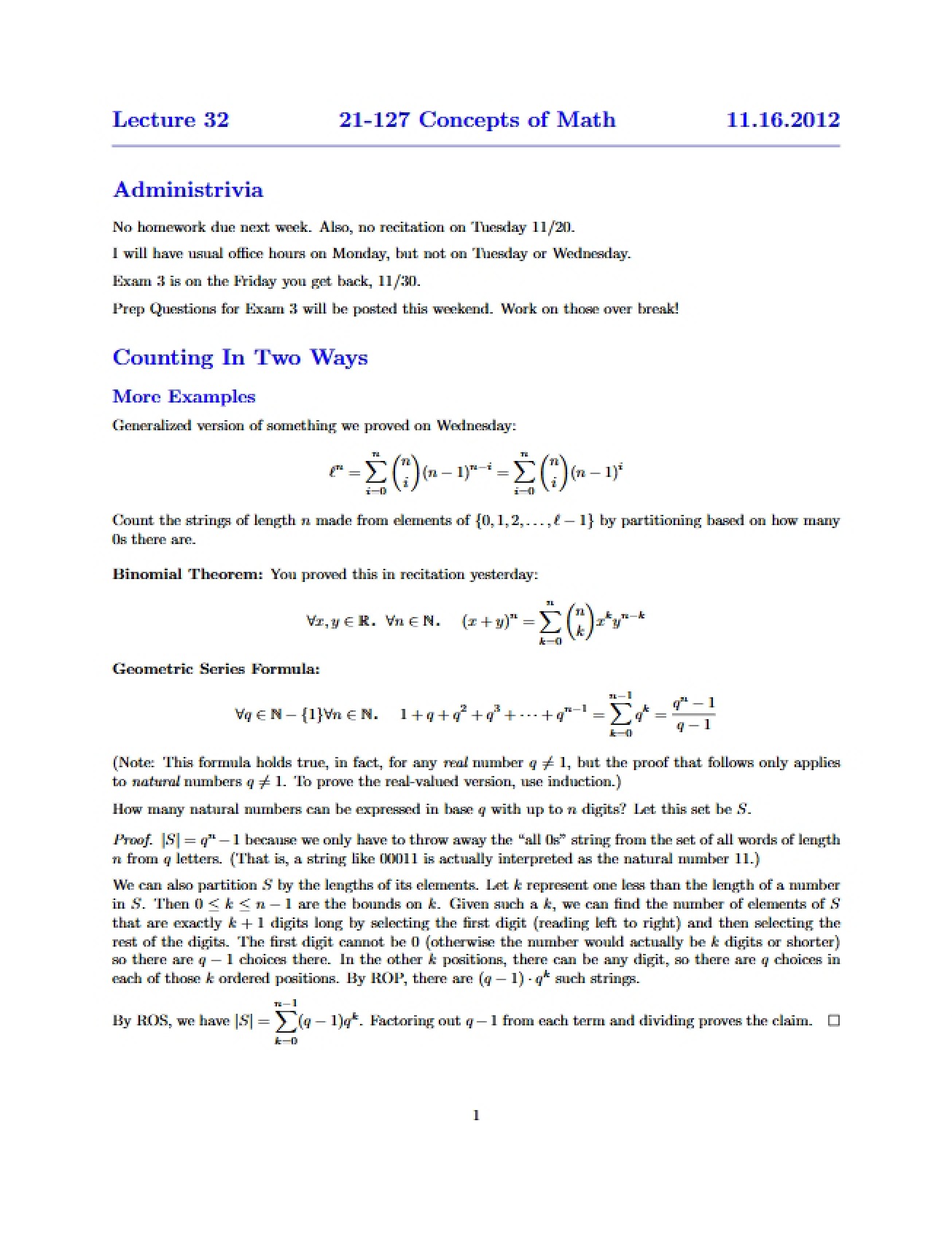 Session 32 (Nov 16)