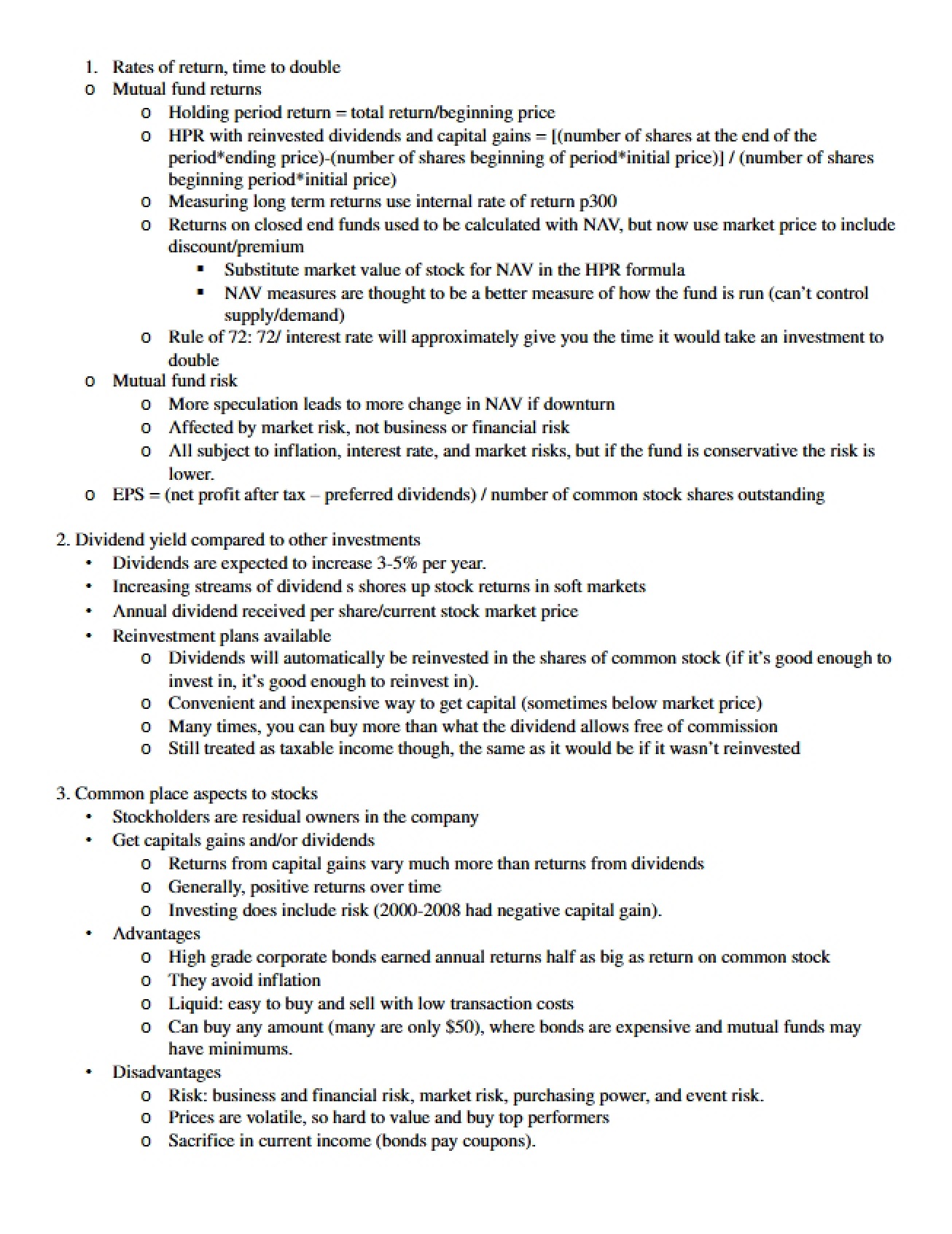 General Course Notes for Financial Markets
