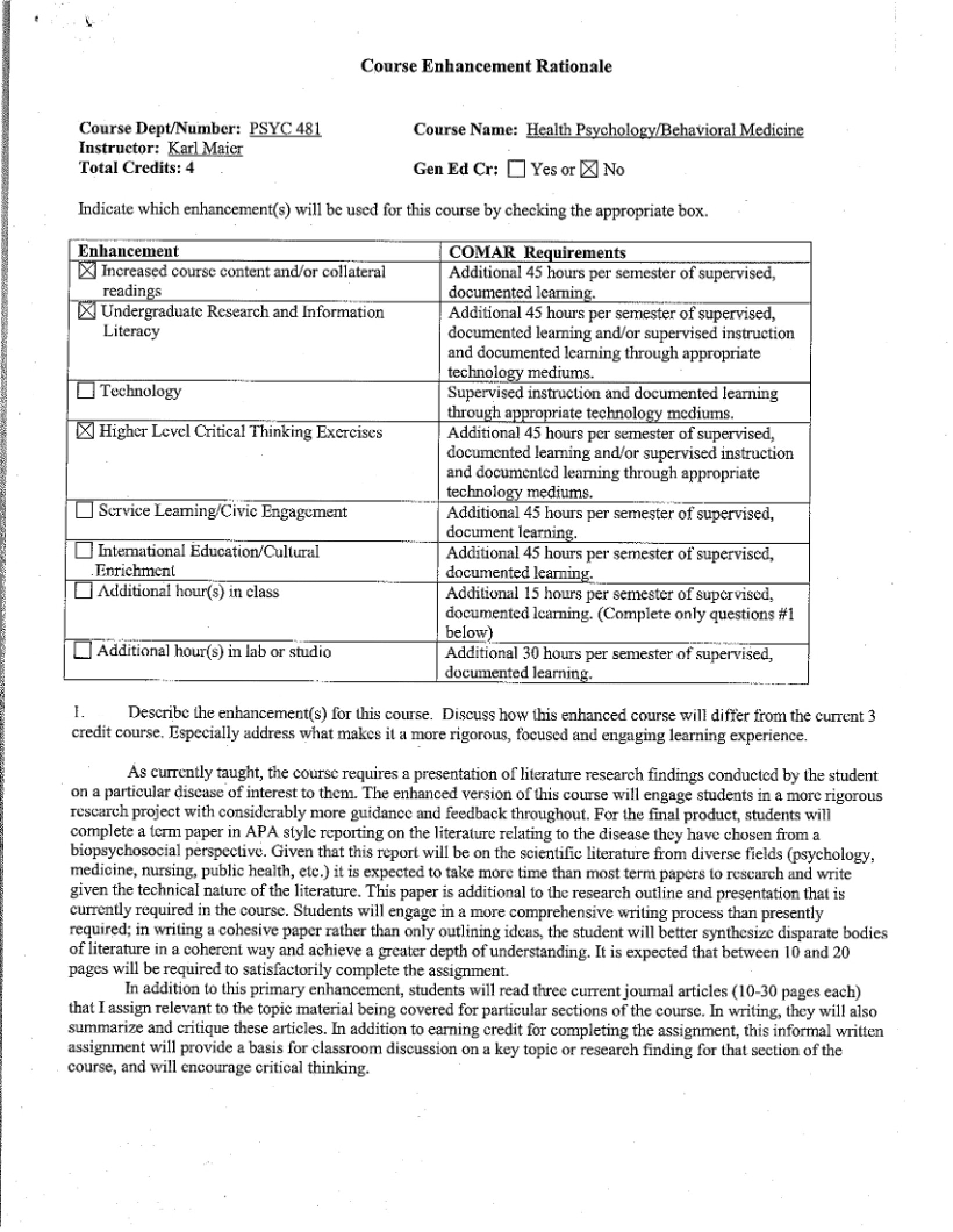 Syllabus for Behavioral Medicine