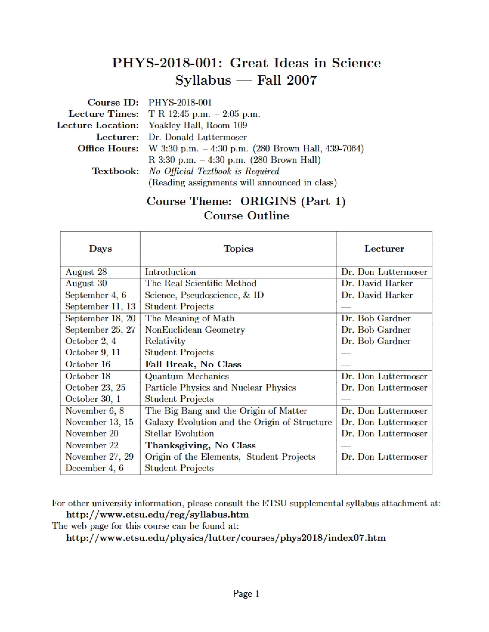 Science Course Syllabus