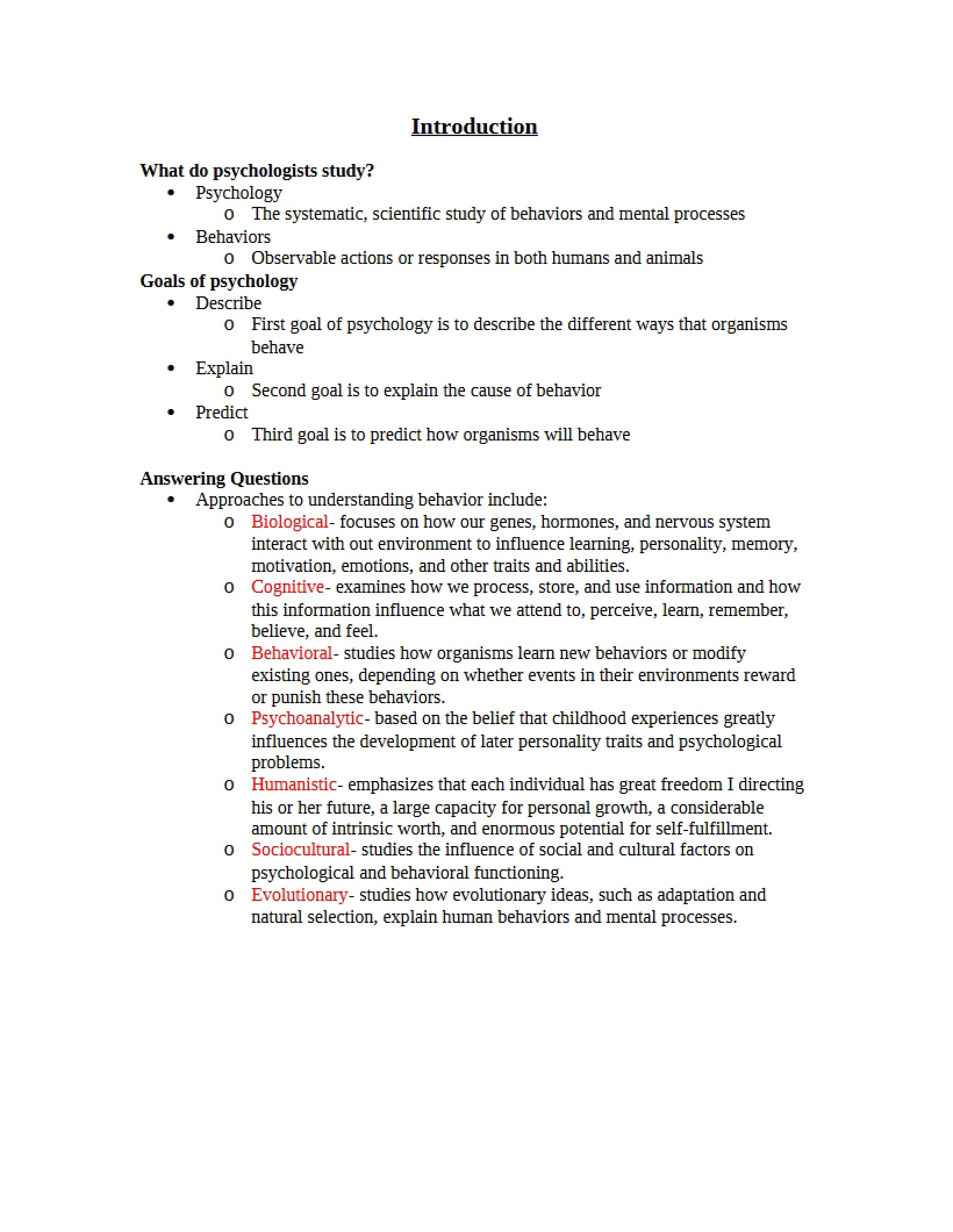 Psychology Overview