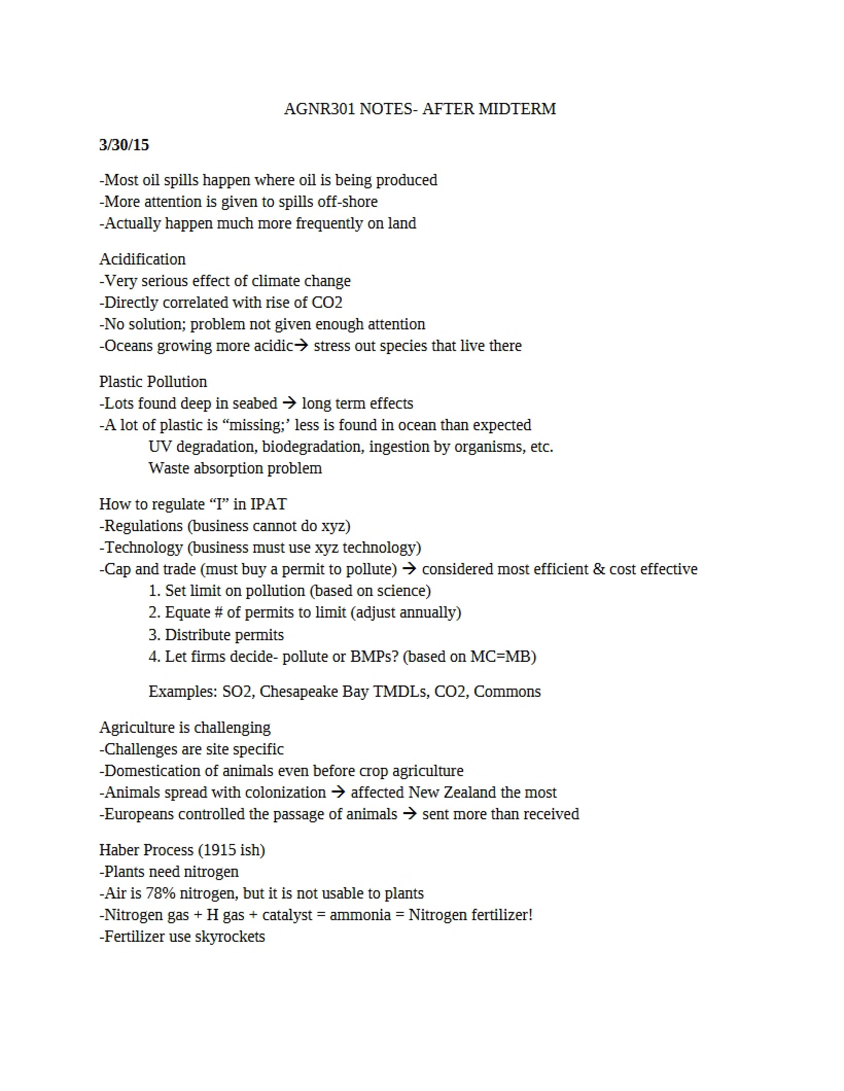 Sustainability Lecture Notes