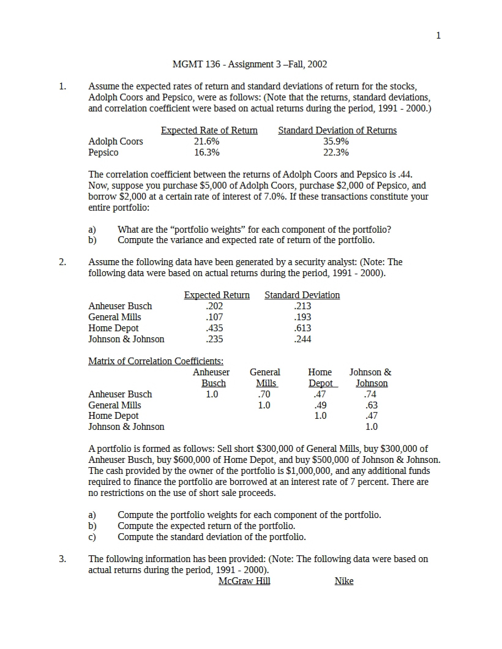 Assignment Three MGMT 136