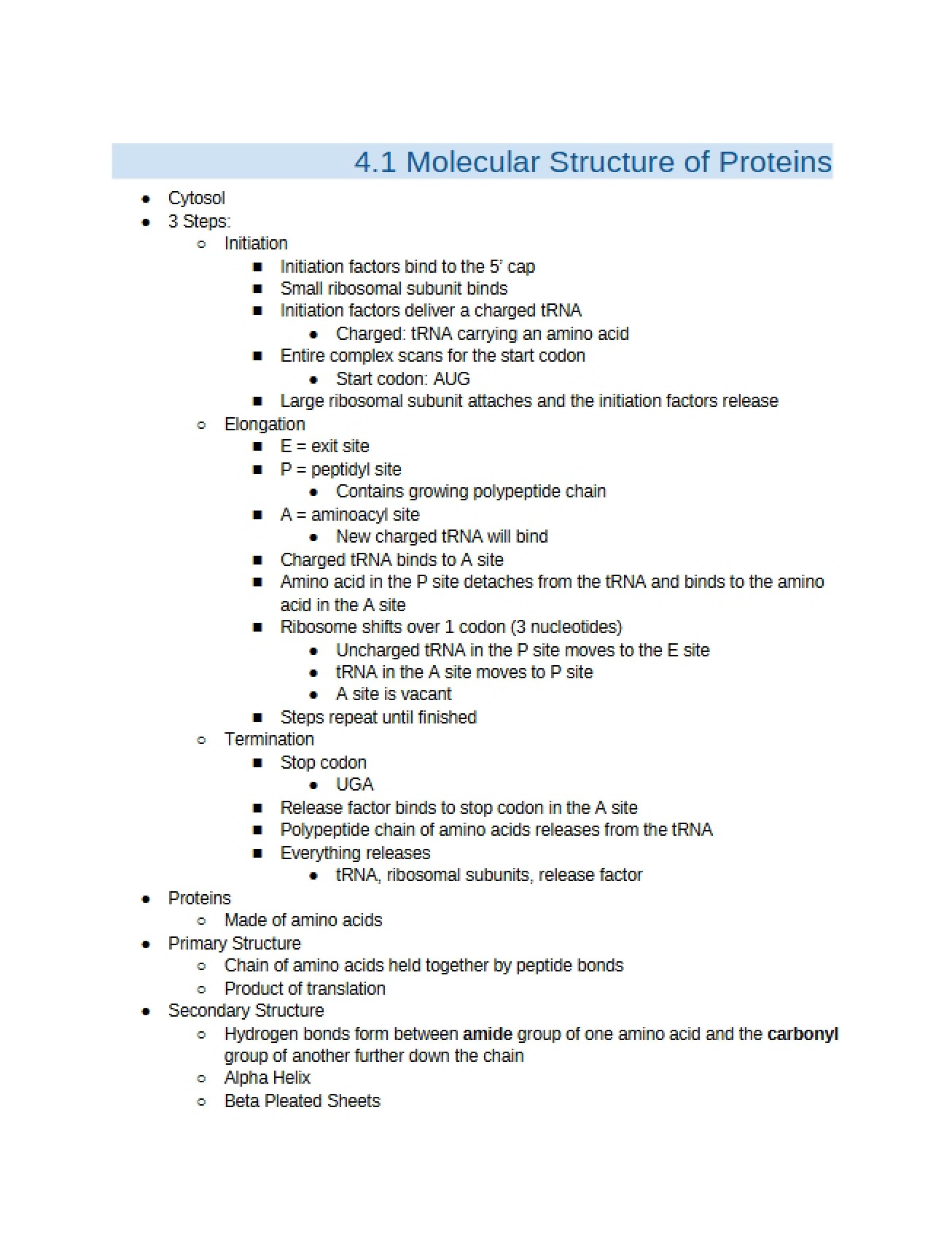 Protein Molecular Structure (4.1)