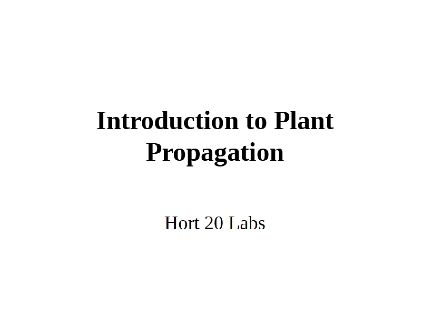 Plant Propagation Basics