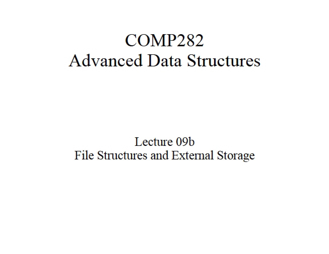 External Storage and File Structures