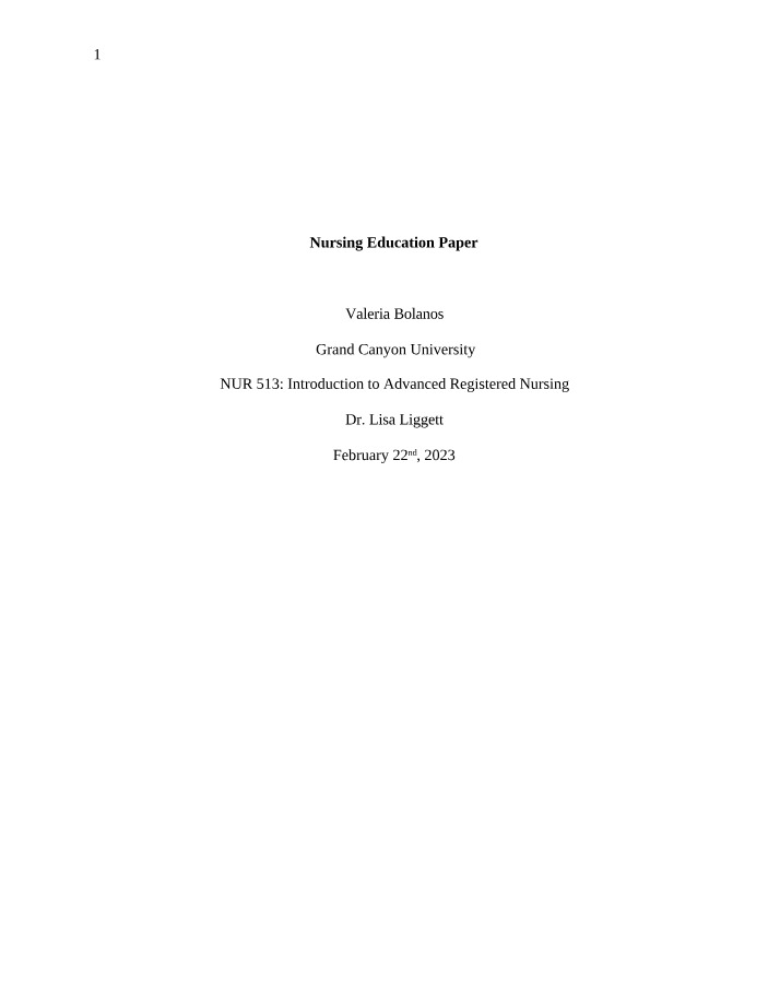 Nursing Education - A Research Paper
