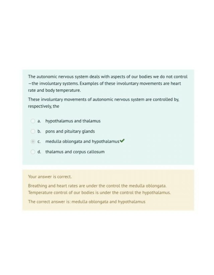 Involuntary Control and the Autonomic Nervous System