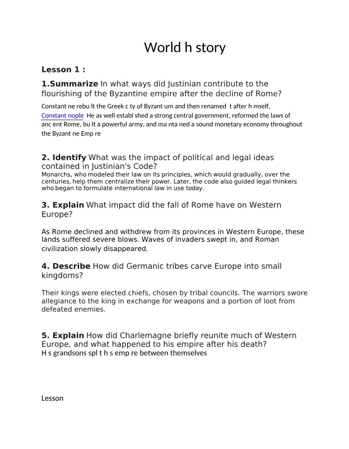 Lessons in World History