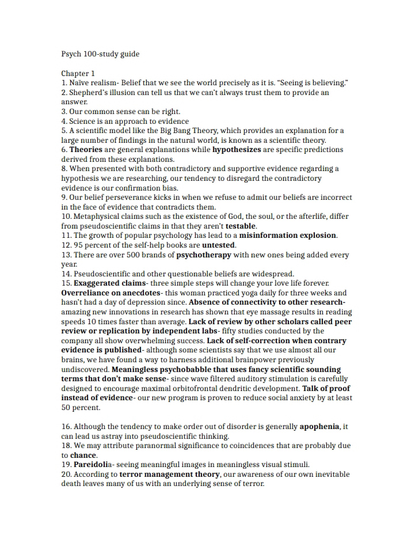 Chapters 1-7 Study Guide