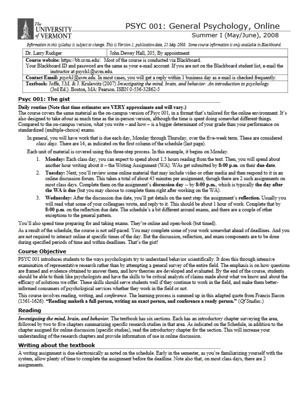 Psych 001 Syllabus