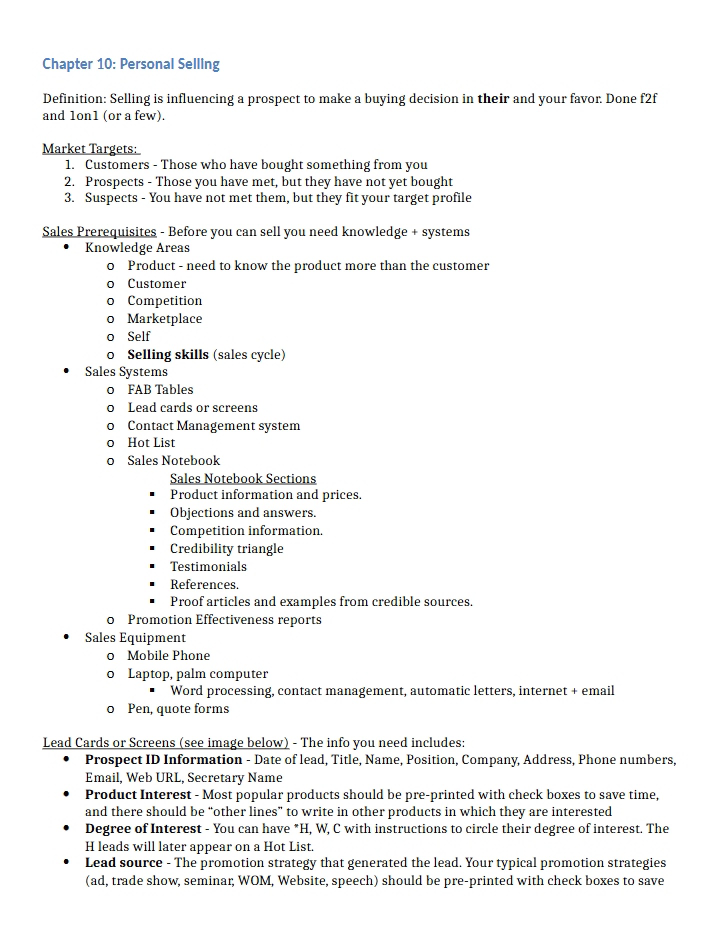Chapter 10 Notes BUAD 307