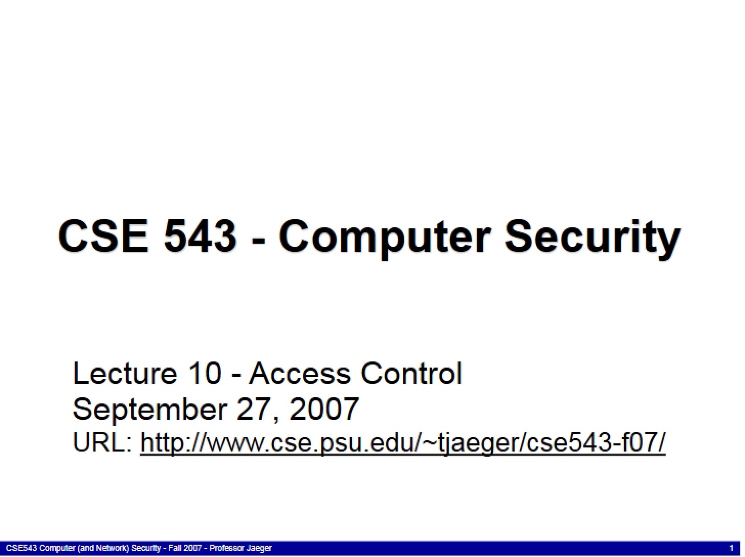 Security Concepts (CSE 543)