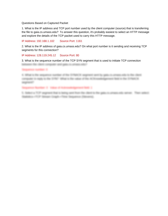 Lab 4 - Captured Packet Questions