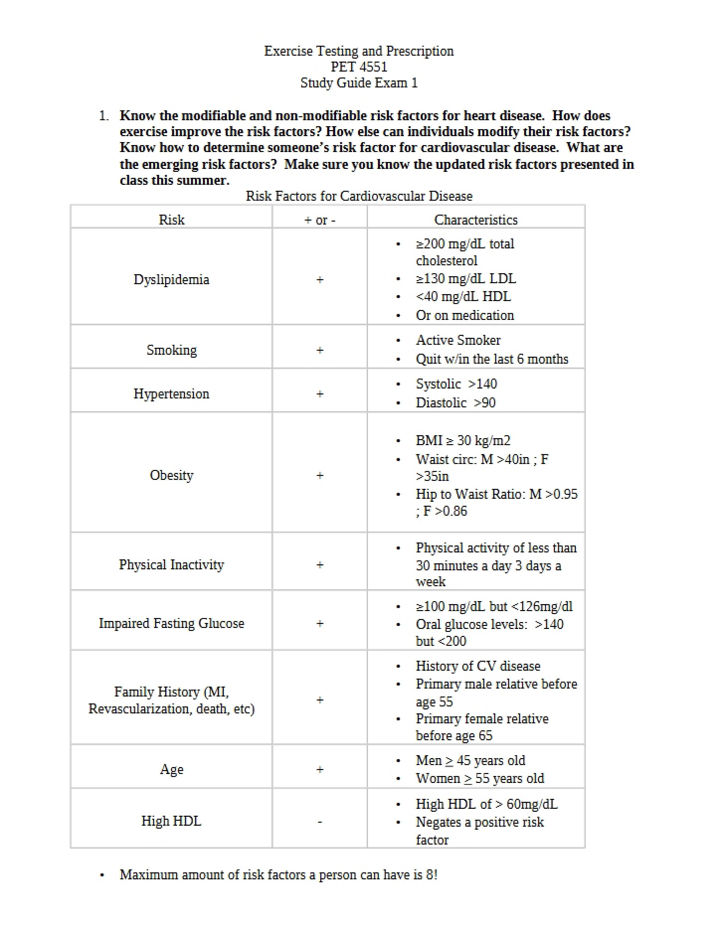 Exam 1 Preparation