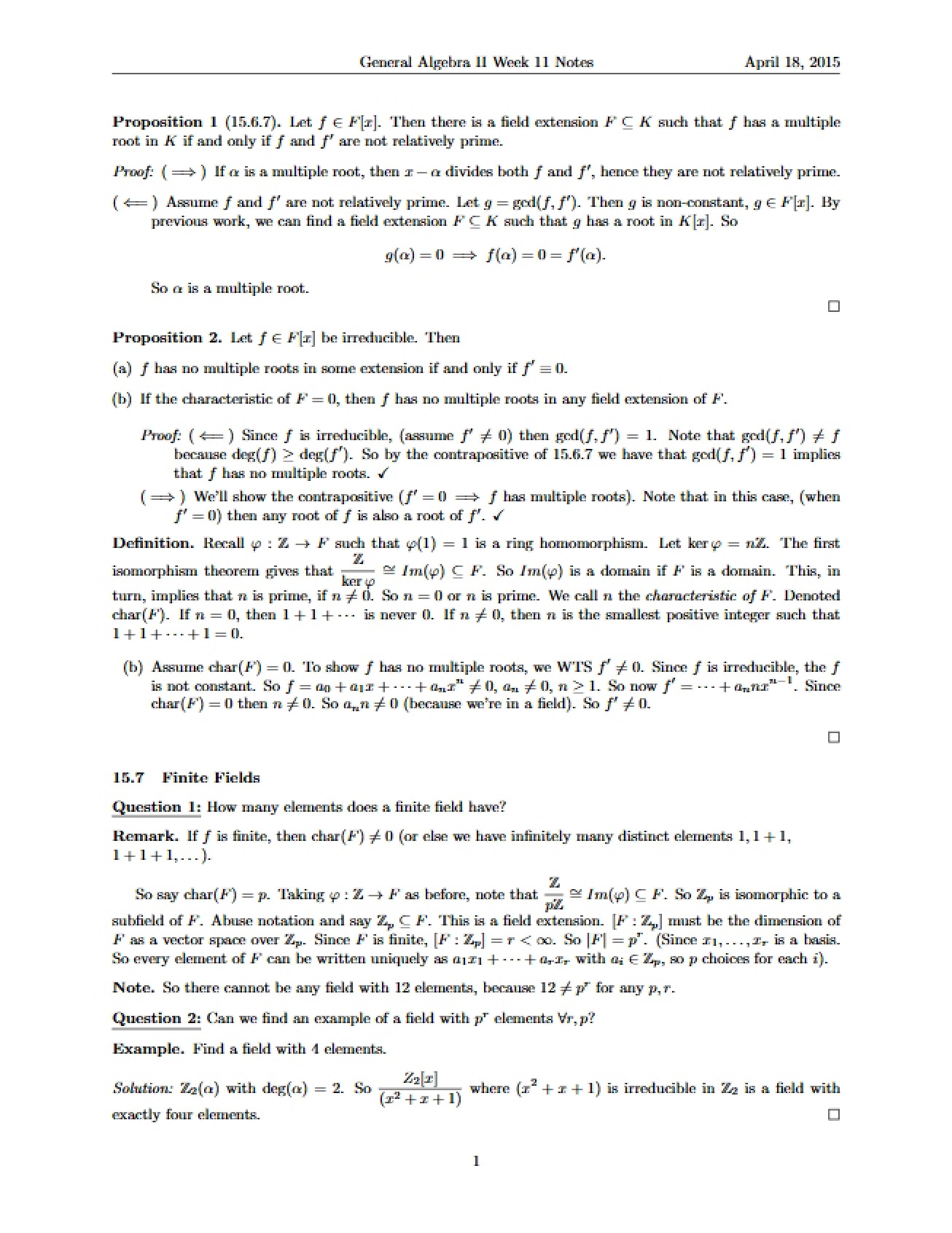 General Algebra II Week 11 Notes - General Algebra II