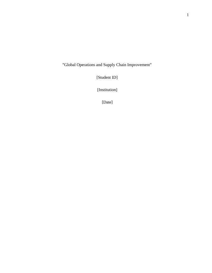 Improving Global Operations in SCM