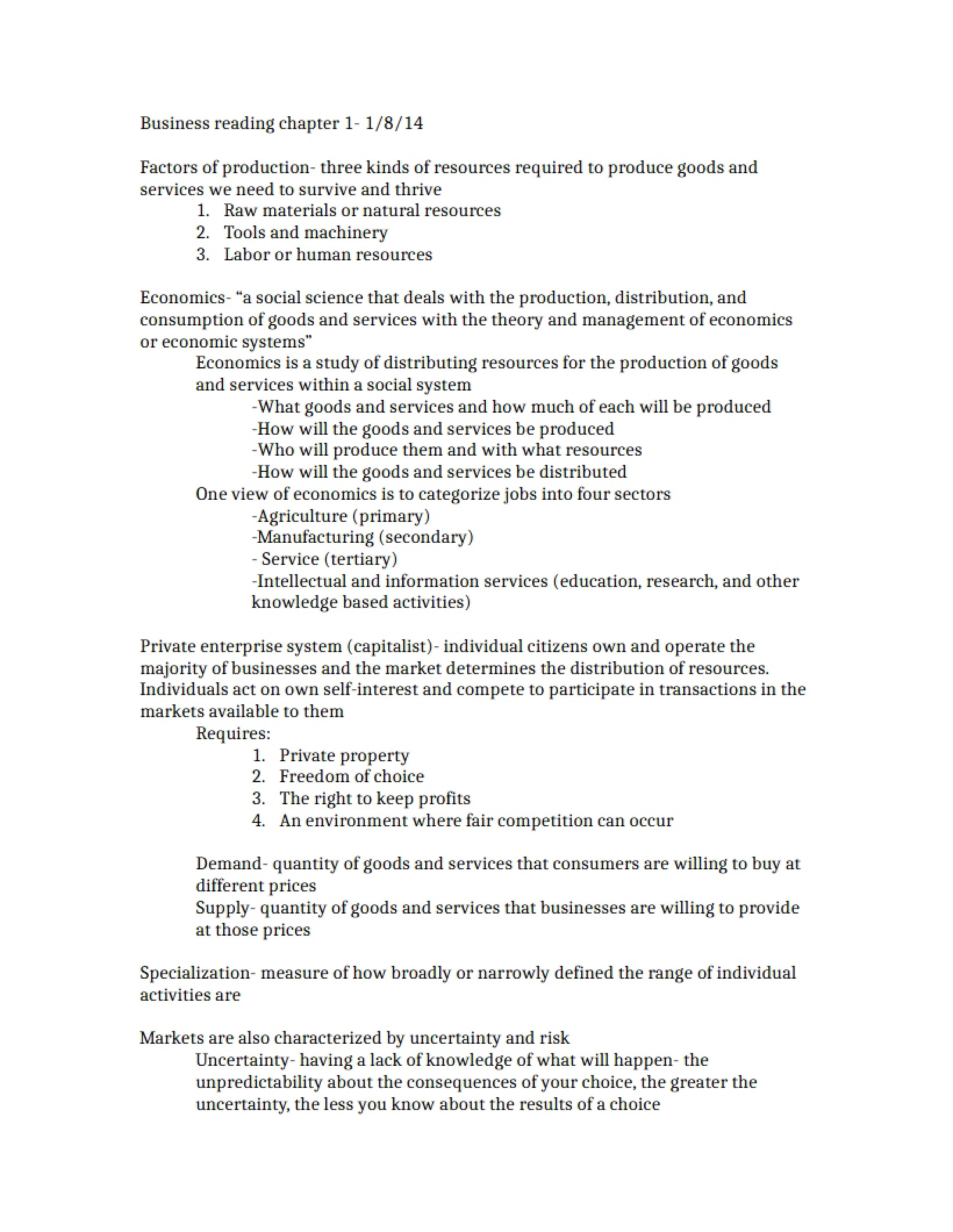 Chapter One Business Reading