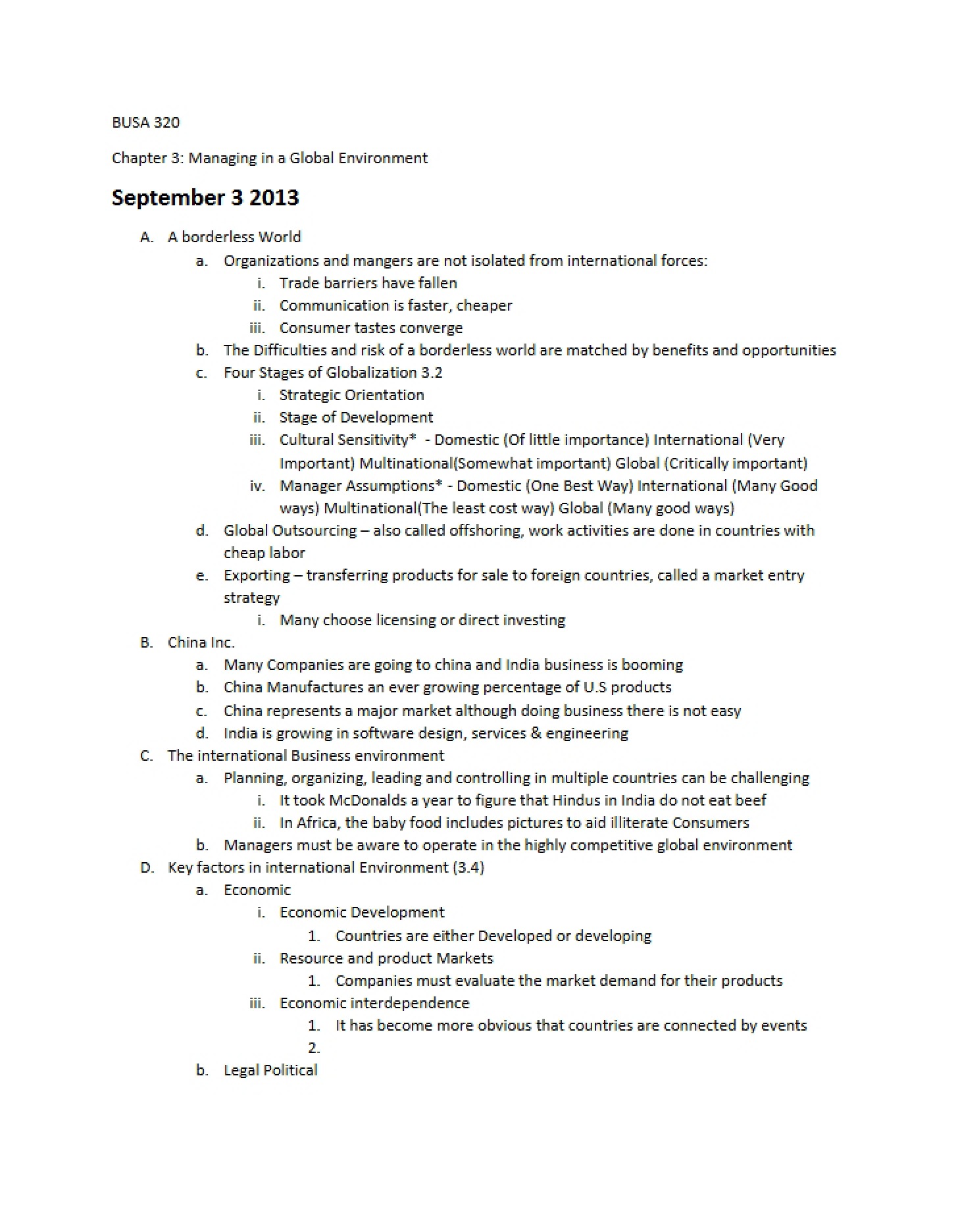 Lecture Notes Sept 3, 2013