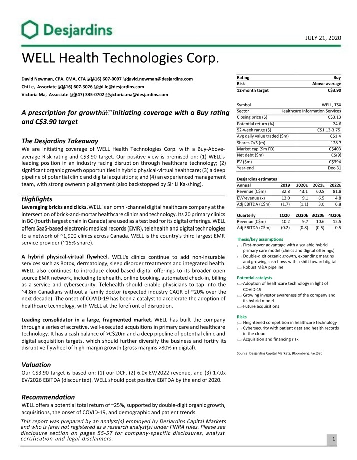 WELL Health Technologies Corp. - Initiating Coverage