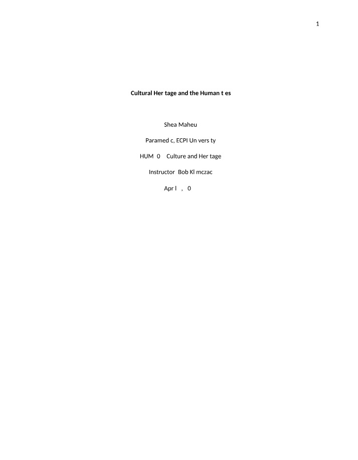 HUM205 Assignment One