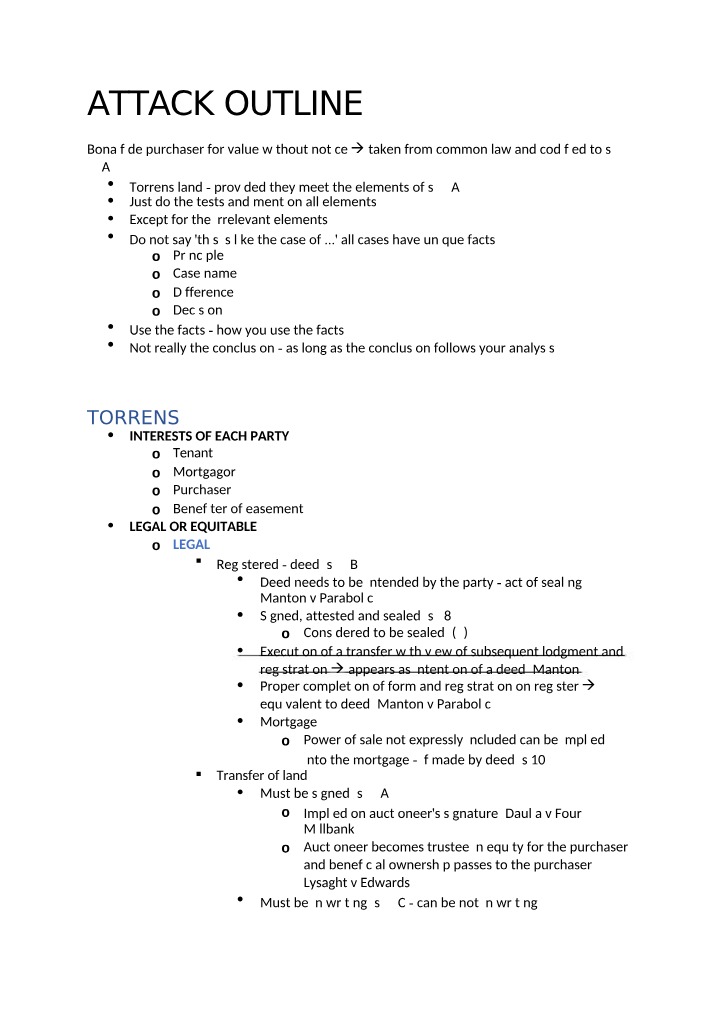 Real Property Attack Outline