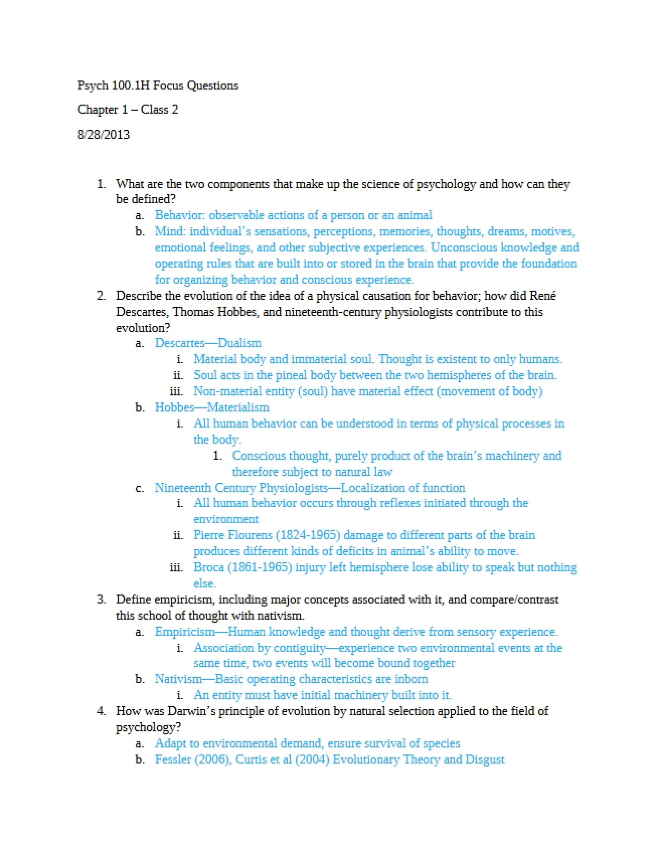 Intro Psych Chapter One