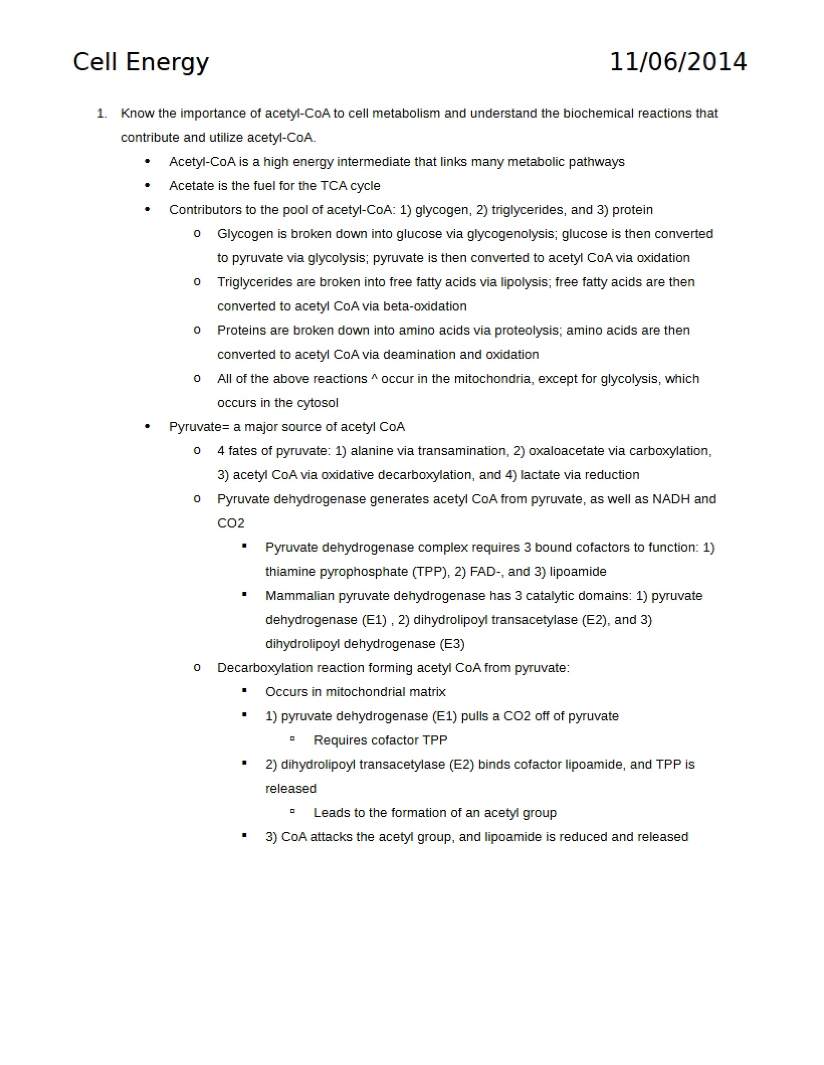 Integrated Notes for Biochemistry Exam 3