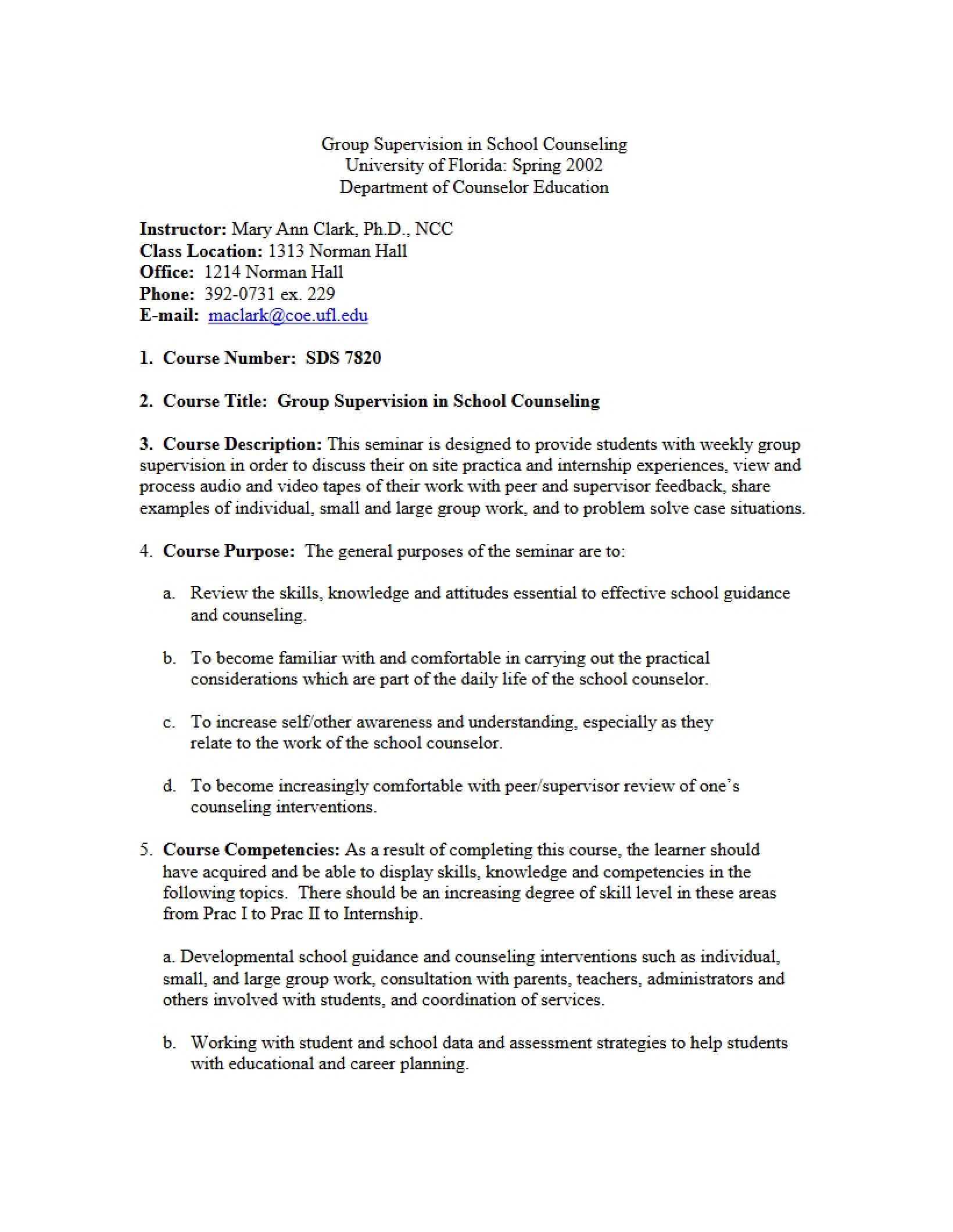 Group Supervision Syllabus