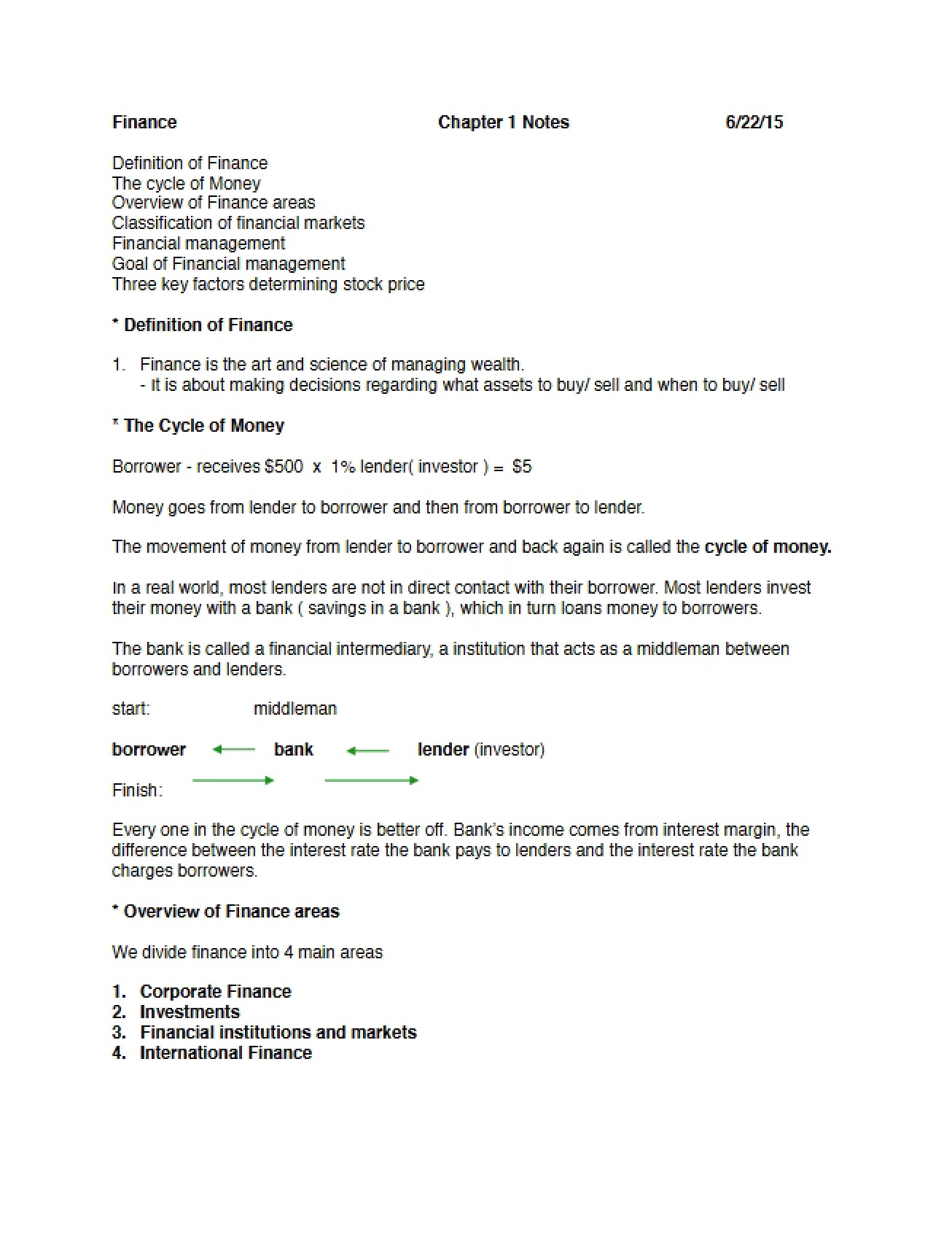 Introduction to the Field of Finance