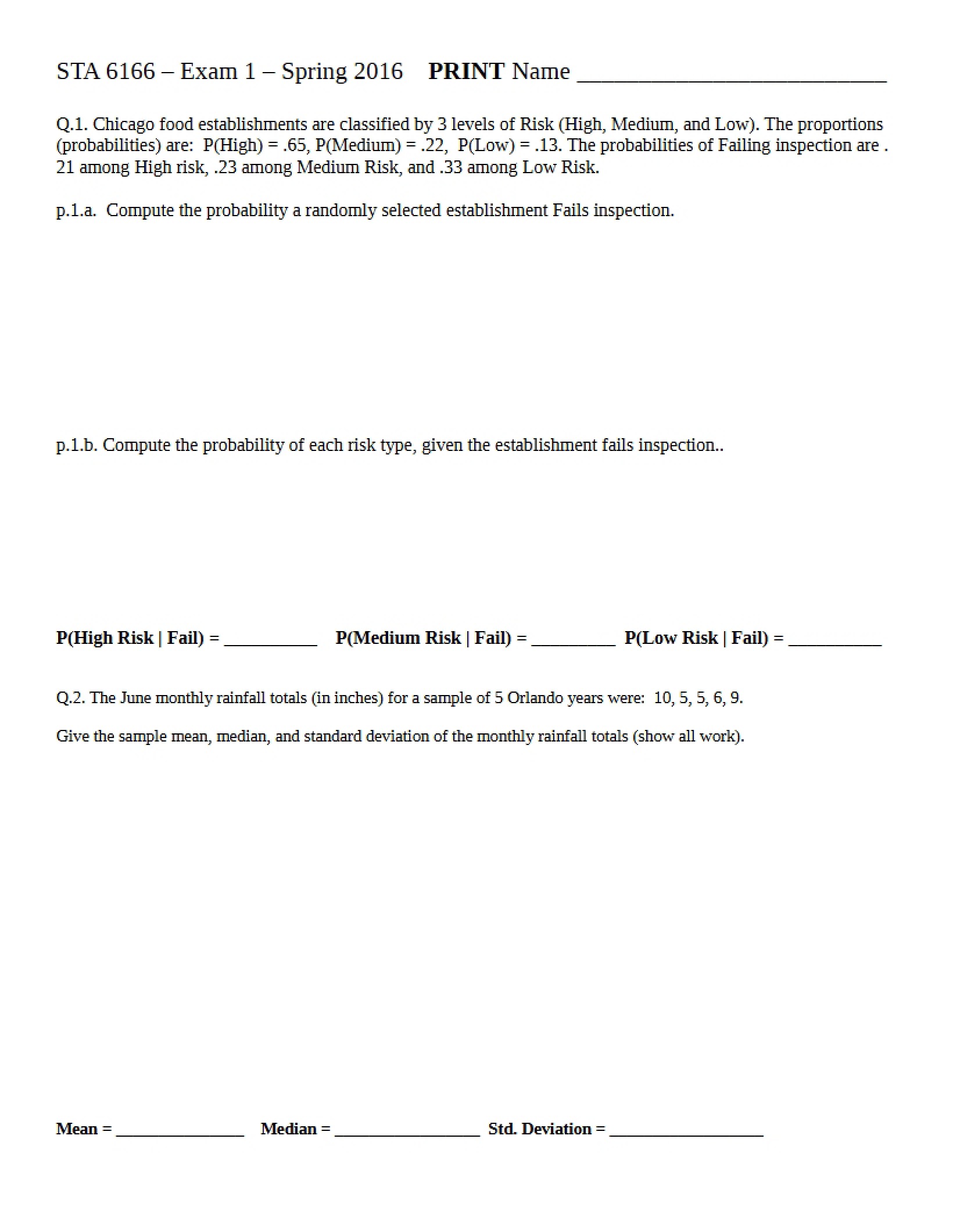 Spring 2016 Exam 1