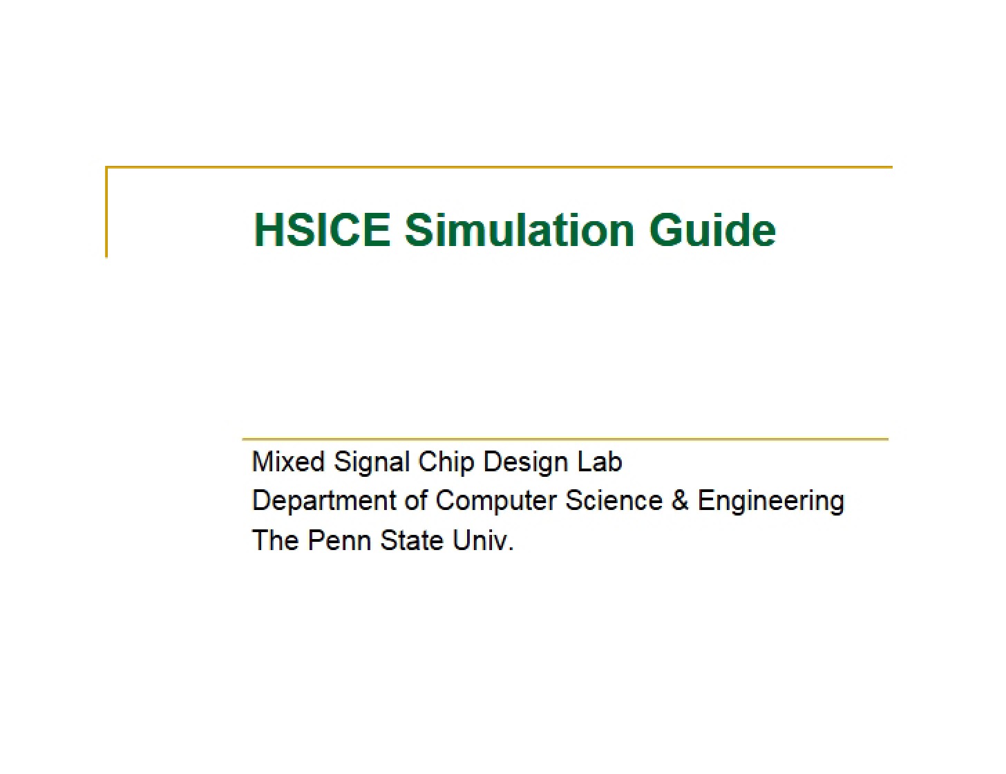Guide for HSPICE Simulation