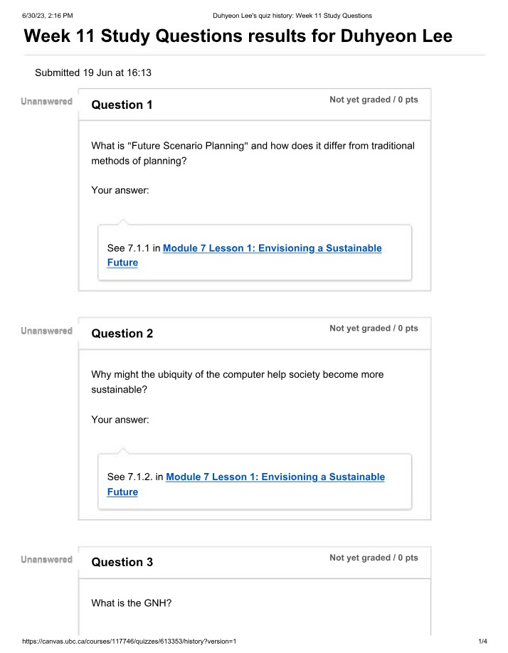 Study Questions for Week 11 - Sustainable Future and Adaptive
