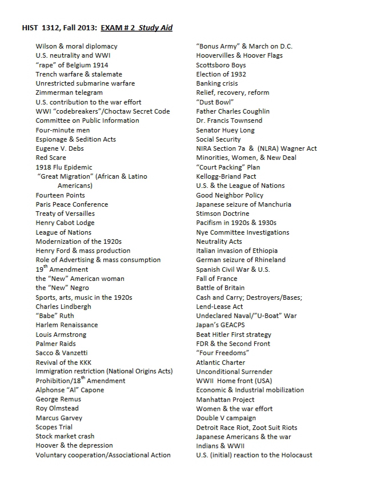 Unit 2 Study Guide