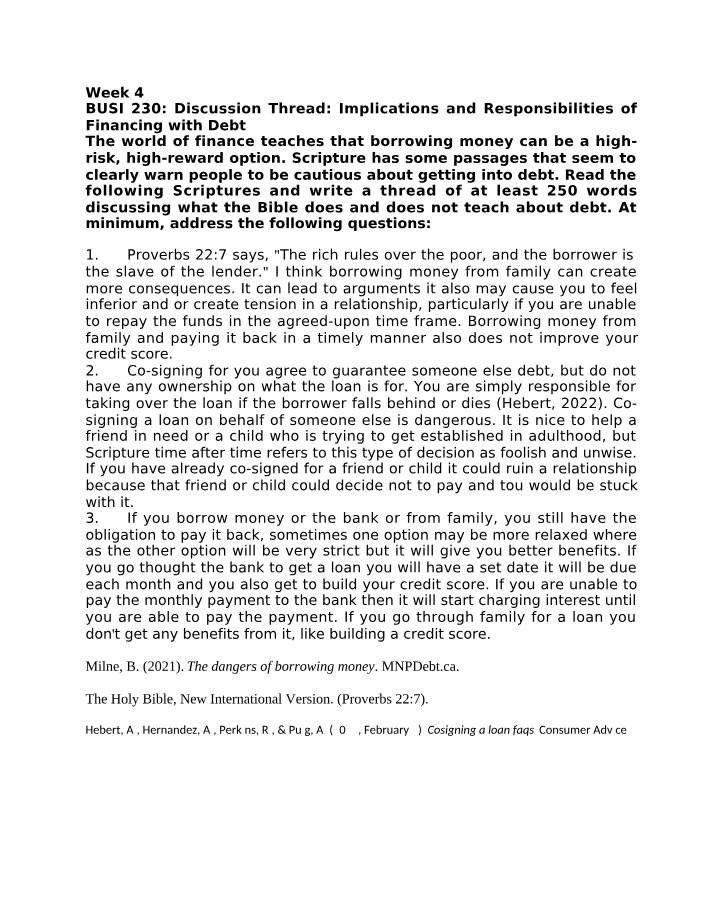 Debt Implications from a Biblical Perspective
