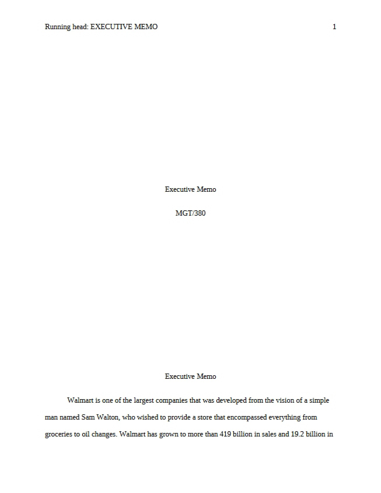 Memorandum for Executives