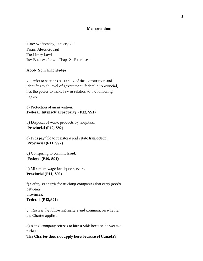 Business Law Chapter 2 Exercises