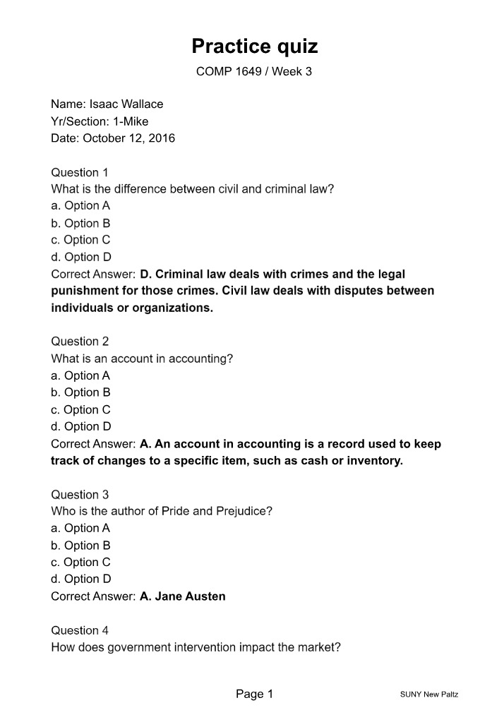 Practice Quiz - COMP1649