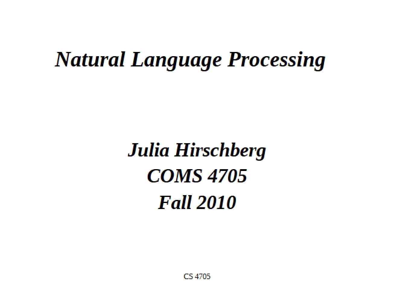 Natural Language Processing Overview