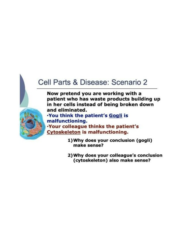 Scenario 2 - Cell Parts & Disease