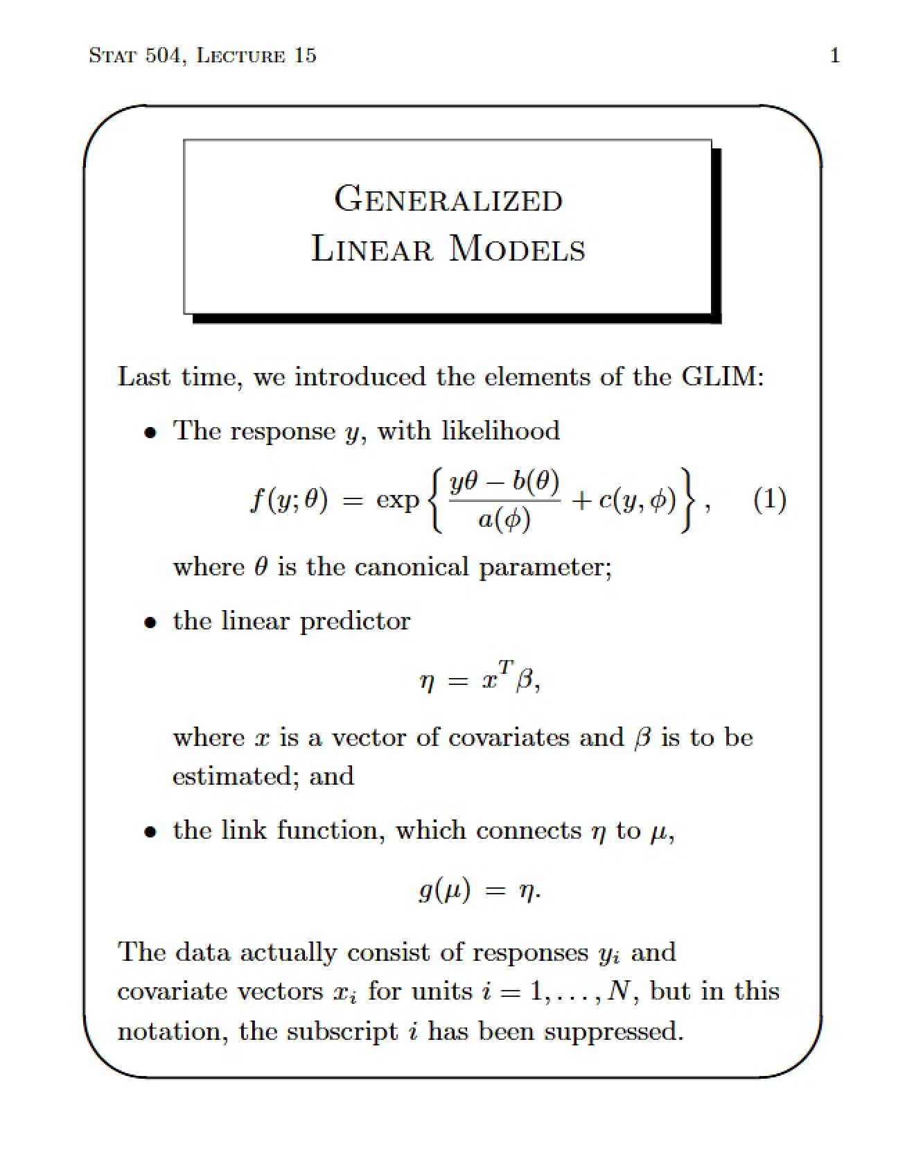 Generalized Linear Models