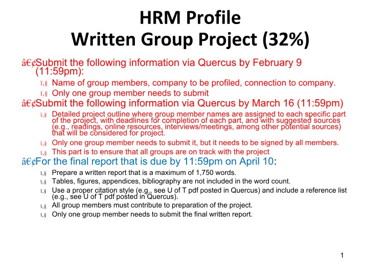 Group Project - HRM Profile