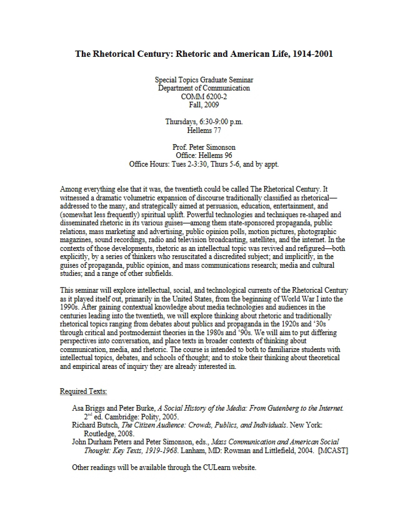 Seminar Outline Selected Topics 2
